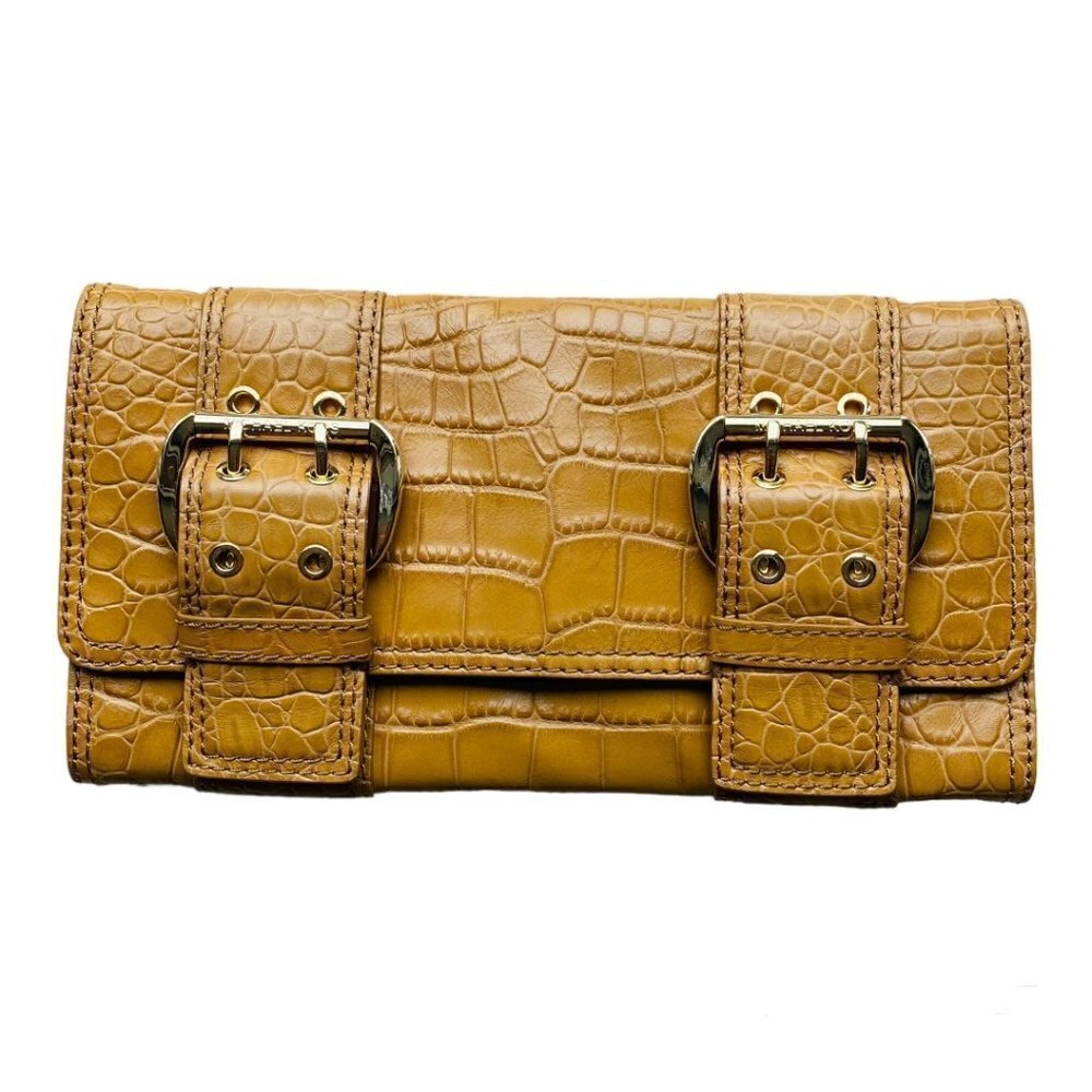 Vintage Michael Kors Leather Croc Print Flap Clutch